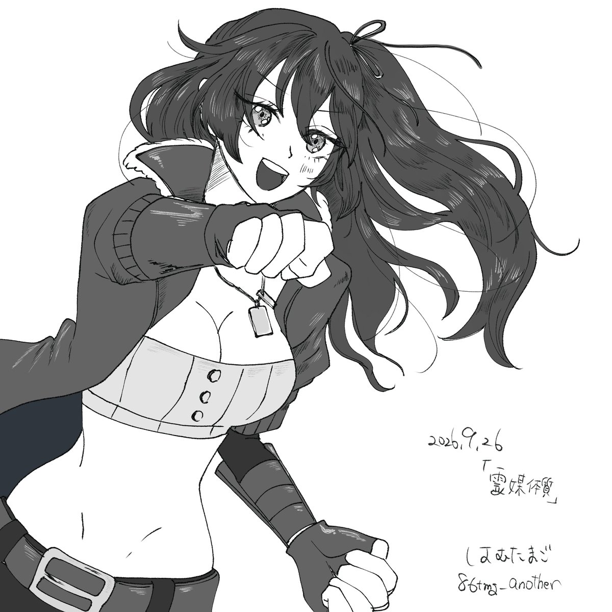 86tmg_another's tweet photo. 初めてエイミ描いた～！えいや！👊💥

ワンドロやと白黒が限界です🥲︎笑

#アナデンワンドロワンライ https://t.co/Em17cs5cyH