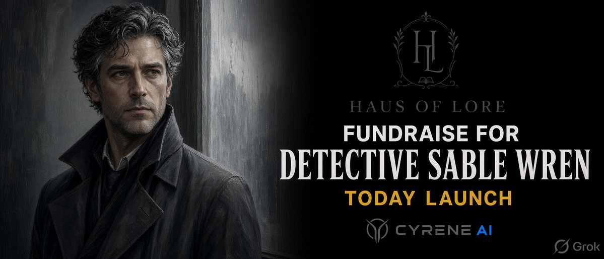 _hausoflore's tweet photo. We are LIVE on @CyreneAI !

CA : 0x5Bff44202ace560F71b3A73C0B8C8219ae446b37

Today: Sable Wren — Detective.

He only takes cases that start at a window. Harbour city, always raining. Case board locked. First story: Red Glass — the one he never closed.

“Rain doesn’t wash anything off. It moves it somewhere you’ll find it later.”

Release a character. Let the world write it.