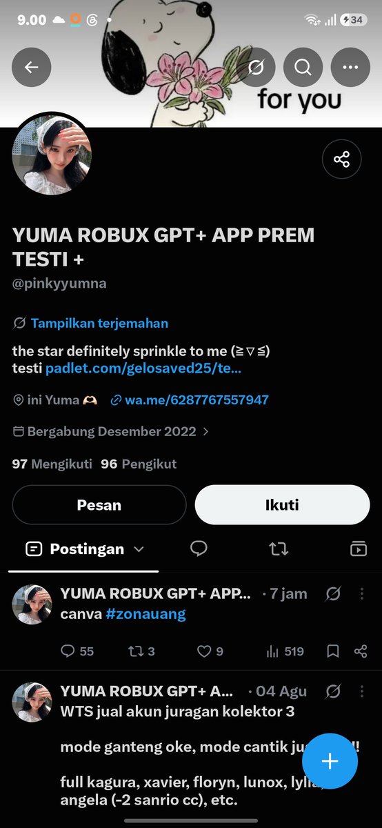 blueaeryyn's tweet photo. TIATI GUYS PENIPU, ABIS PAYMENT LANGSUNG DI BLOCKKK!! GA MASALAH DUITNYA AKU MAH, TAPI TIATI YAA PENIPU NI ORANGGG, MEMANG AKU LAGI APES AJA INII #zonauang #zonajajan #penipu @pinkyyumna JELEK LUU https://t.co/cdal0d2PZa