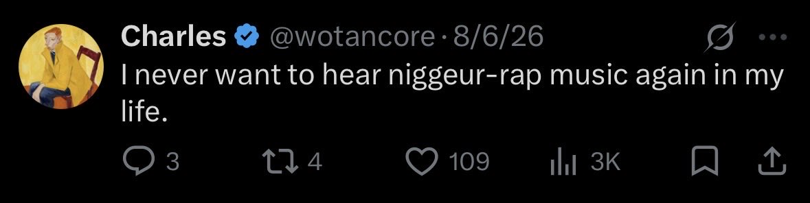 AliYuri22148's tweet photo. @G1no_ @wotancore That is actually a really good question. He seems like a cowardly racist, he can’t even say “nigger” upfront. https://t.co/Tr0gzcpIjG