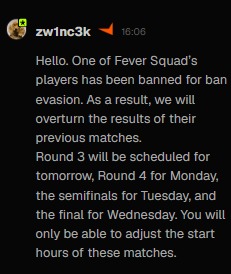 chaosenforcers's tweet photo. 24 Eylül tarihinde ESEA Season 58 Entry League Finals kapsamında Fever Squad ile oynadığımız karşılaşmanın ardından dile getirdiğimiz şüphelerle ilgili süreç sonuçlanmıştır.

FACEIT yönetimi tarafından yapılan inceleme sonucunda, Fever Squad oyuncularından birinin **ban/ceza aşma (ban evasion)** nedeniyle banlandığı tarafımıza bildirilmiştir. Bunun sonucunda takımın önceki maçları geçersiz sayılmış ve **Fever Squad turnuvadan diskalifiye edilmiştir.**

Maçların geçersiz sayılması nedeniyle **yarın ESEA FINALS Round 3'te Partizan ile karşılaşacağız.** Böylelikle bulunduğumuz bracket içerisindeki karşılaşmalar **Round 3'ten itibaren yeniden oynanacak.**

Maç sırasında ve sonrasında dile getirdiğimiz şüphelerin yetkili kurumlar tarafından incelenmesi ve sürecin sonuçlandırılması adına katkı sağlayan herkese teşekkür ediyoruz.

Özellikle konuya dikkat çeken ve sürecin aydınlatılmasına katkıda bulunan **NAVI Junior koçu @snatchiecsgo ** teşekkürlerimizi iletiyoruz. 🤝

Rekabetçi Counter-Strike'ın adil ve şeffaf bir ortamda devam etmesi hepimizin ortak sorumluluğudur.

Süreci takip eden, destek veren ve konunun aydınlatılmasına katkı sağlamak adına olayın duyulmasını sağlayan tüm değerli paydaşlarımıza, teşekkür ederiz.