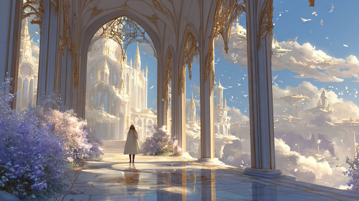 IsekaiSounds's tweet photo. New video uploaded. ✨

Dreams Beyond the Sky Sanctuary  
Original Fantasy Music for Sleep, Study & Relaxation

Escape to a peaceful sky cathedral in another world, where dreams wait beyond the sky sanctuary, surrounded by soft morning light, crystal reflections, white marble paths, distant cathedral chimes, white flowers, and gentle sky winds.

🎵 Watch on YouTube:  
https://t.co/noP3yHl5mS

#IsekaiFantasySounds #FantasyMusic #AmbientMusic #RelaxingMusic