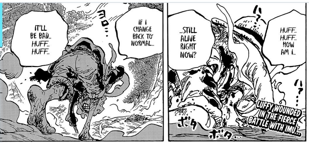 Jimo78596384's tweet photo. @Skibididdler_ Luffy is literally pushing himself to the limit to maintain his form, and he rightly says that he could die once he comes out of it.

What kind of argument is that? Dropping out of Gear 5 depends on the amount of energy Luffy has. https://t.co/l8i6WgdWqn