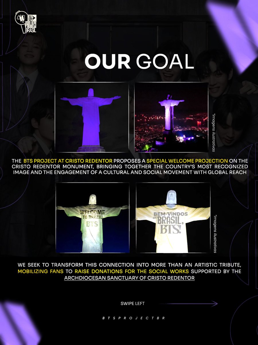 BTSProjectWorld's tweet photo. We ask the authorities in charge of the monument to listen to a collective, cultural, and welcoming request.

The proposal is already in the hands of the Cristo administration. Now, we need to show how much we want this project to happen and prove the power of ARMY. https://t.co/huETdJO0tc