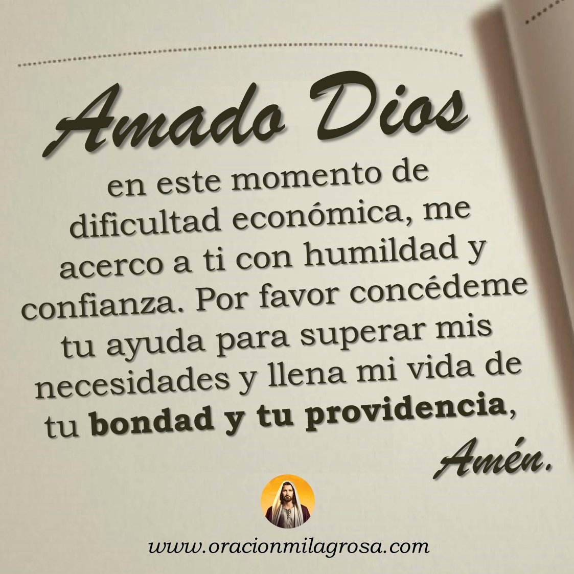 oracion_milagro's tweet photo. SEÑOR, POR FAVOR AYÚDAME A SUPERAR LAS DIFICULTADES ECONÓMICAS: Haz esta oración para pedirle a DIOS que te ayude a superar tus necesidades económicas y que te permita ganar el dinero para tu vida y las obligaciones de tu hogar.

Haz esta oración en: https://t.co/ug3YBCR3W5 ✨