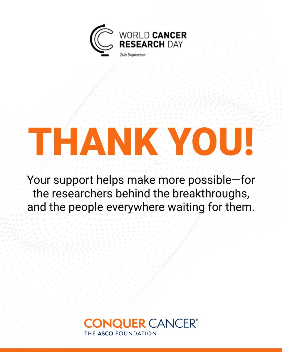 ConquerCancerFd's tweet photo. Thank you! Your gifts of support helped make more possible this World Cancer Research Day—for the researchers behind the breakthroughs, and the people everywhere waiting for them. Thank you for helping us exceed our World Cancer Research Day goal. https://t.co/iJMzDYrPIc