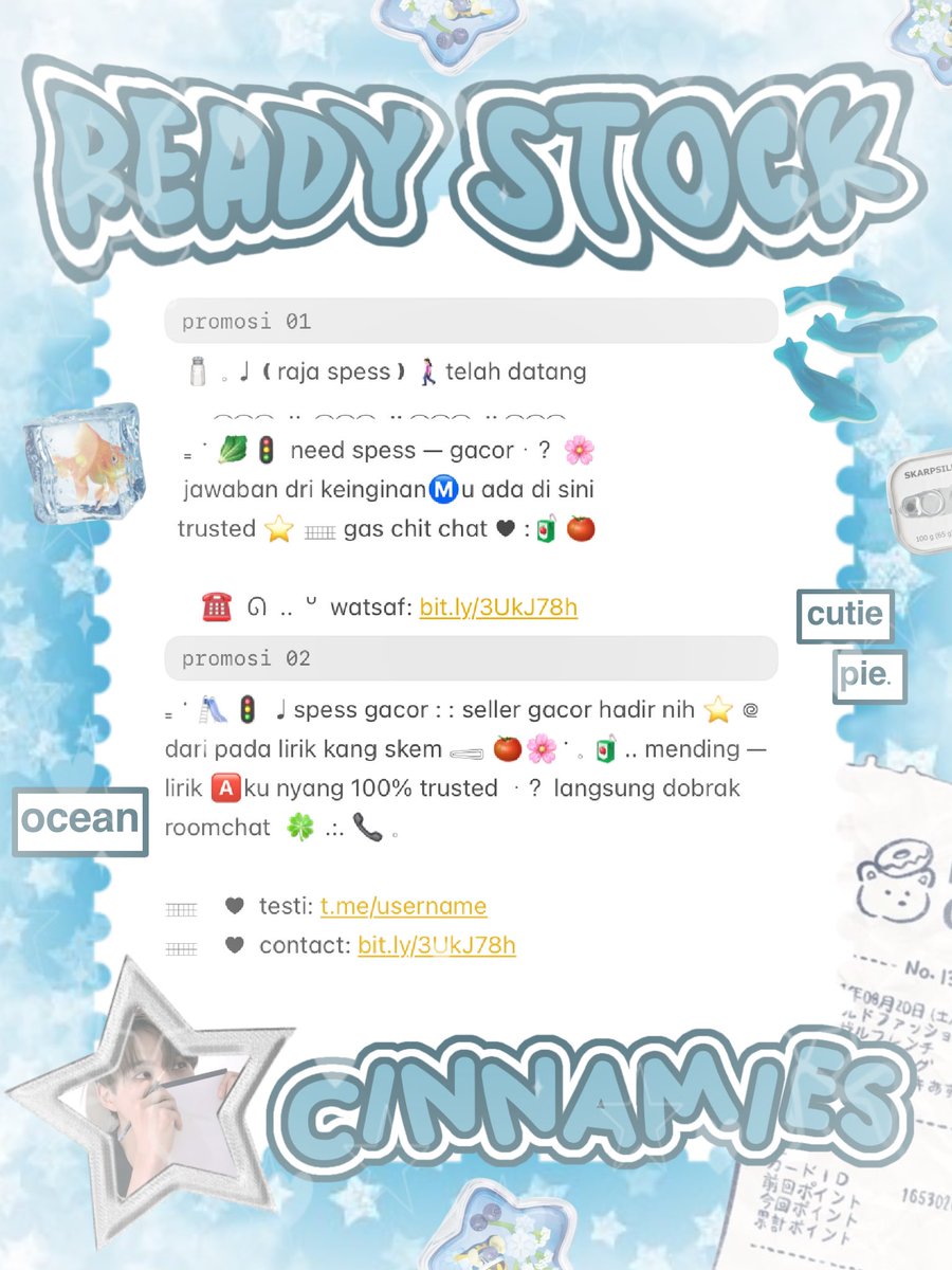 cinnyamies's tweet photo. ╭┈  ֹ   help repost? thankies, sweetie 🐳

{ II } ׁ ๑ 🪽.. haii, timan — timun ?! naka punya wording ready stock nih 𓏏𓏏 ִ ⊹  bio 3.500/each 𖢷 ׅ  ࣪  ⸝⸝ pinned, greetings, promosi, done payment 5.500/each💧🦴 yuk, ping chat:ie aku &amp;. take sekarang juga 𓈒˚ >___^

#bealanja https://t.co/3rMdv0P2kZ