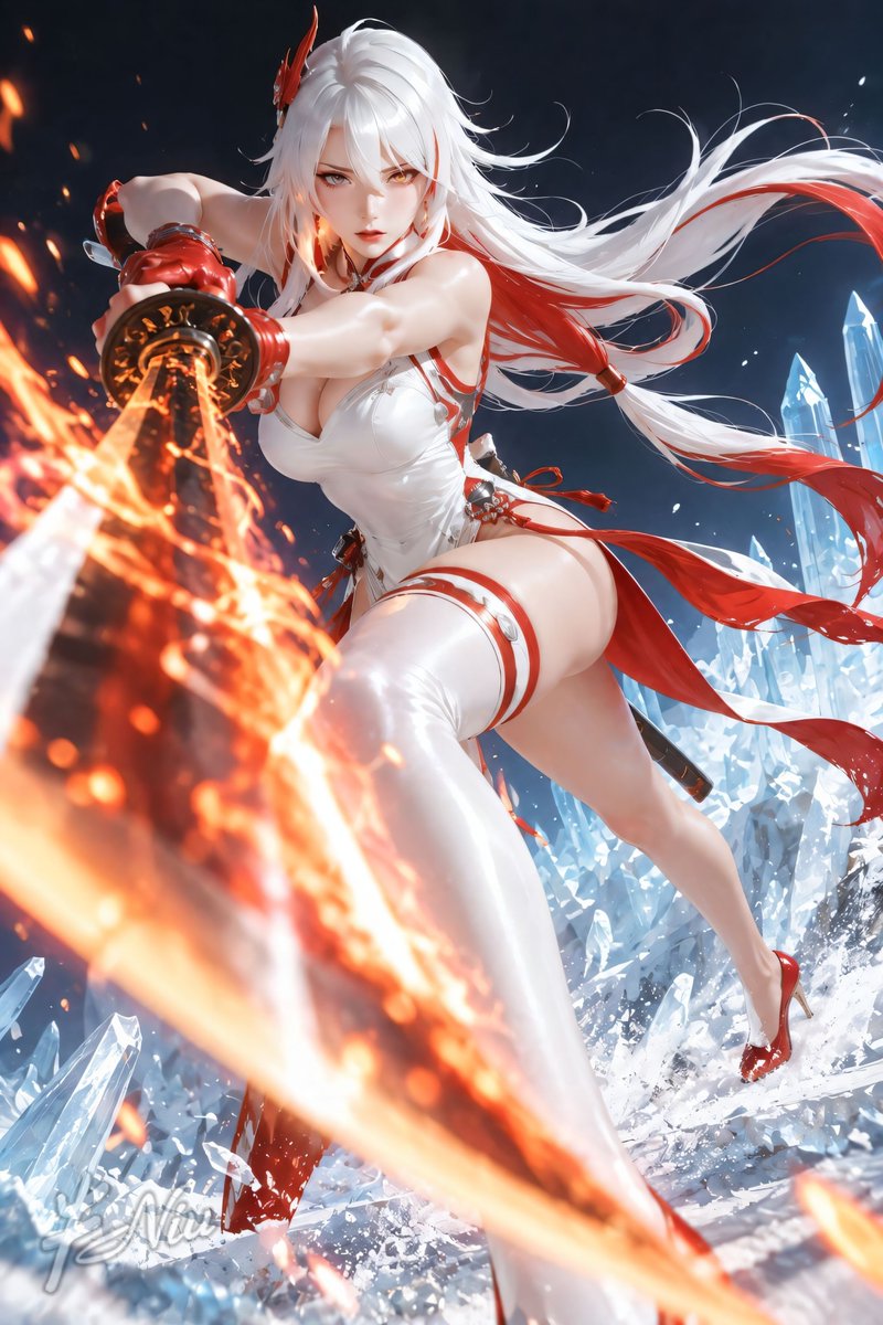 johnniuo101's tweet photo. ⚔️ 焰斬星河,霜崖鑄魄
Blaze Cuts the Galaxy, Soul Forged on Frostpeak
#webui_Forge 圖片製作
#chatgpt 圖片潤飾
#Generated #Anime #illustration https://t.co/gYyjlcbZge