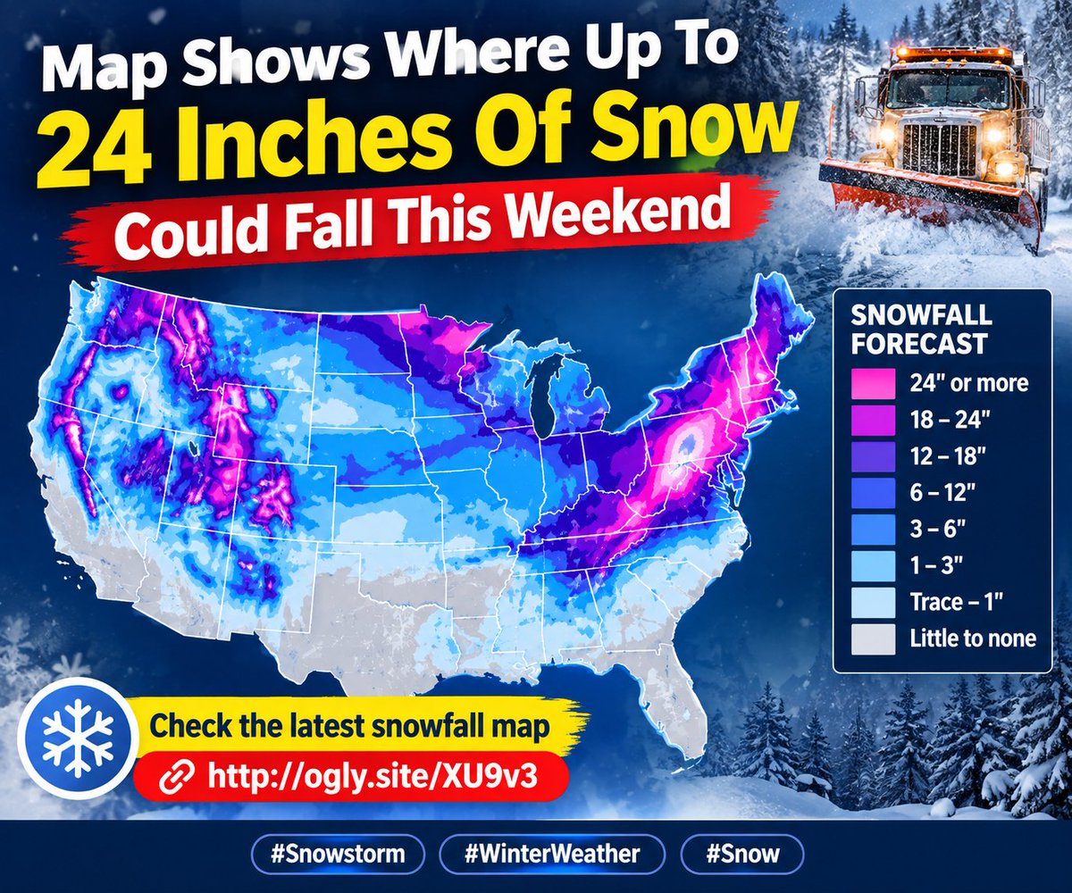 AkhterTahm35999's tweet photo. 🌨️❄️ A major winter blast could bring *up to 24 inches of snow* this weekend! Check the latest snowfall map to see which areas may be hit hardest.

Read more 👉 https://t.co/D83Xesj4kC

#Snowstorm #WinterWeather #Snow https://t.co/49Uh3DoctR