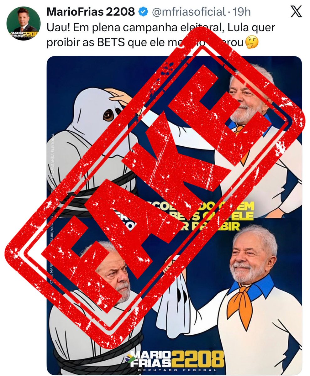 ojornaleirobr's tweet photo. Fake do “bem” pode, André Mendonça?

Mário Frias, deputado federal do PL-SP, ex-secretário especial da Cultura do governo Bolsonaro e atualmente investigado pela Polícia Federal por suspeitas de desvio de recursos públicos, lavagem de dinheiro e organização criminosa no caso envolvendo o filme Dark Horse, publicou que Lula quer proibir “as bets que ele mesmo liberou”. Frias foi inclusive alvo de busca e apreensão na Operação Make Up.

Só esqueceram de contar a história inteira.

As apostas de quota fixa foram legalizadas em 2018, no governo Michel Temer. A lei deu ao governo federal dois anos, prorrogáveis por mais dois, para regulamentar o setor.

Bolsonaro assumiu logo depois e ficou quatro anos vendo esse mercado crescer sem concluir a regulamentação. O prazo previsto em lei estourou no fim de 2022. Durante esse período, as bets avançaram no Brasil sem o sistema federal completo de autorização, fiscalização e controle.

Foi Lula quem assumiu o problema e regulamentou o setor, criando regras para funcionamento, tributação, publicidade, autorização e fiscalização. Agora decidiu ir além e tentar acabar com um mercado que se transformou num enorme problema social.

Temer legalizou. Bolsonaro deixou correr solto por quatro anos e perdeu o prazo para regulamentar. Lula regulamentou e agora tenta encerrar o mercado.

E aí, André Mendonça?

Fake do bem pode? Ou a preocupação com desinformação depende de quem aperta o botão de publicar?