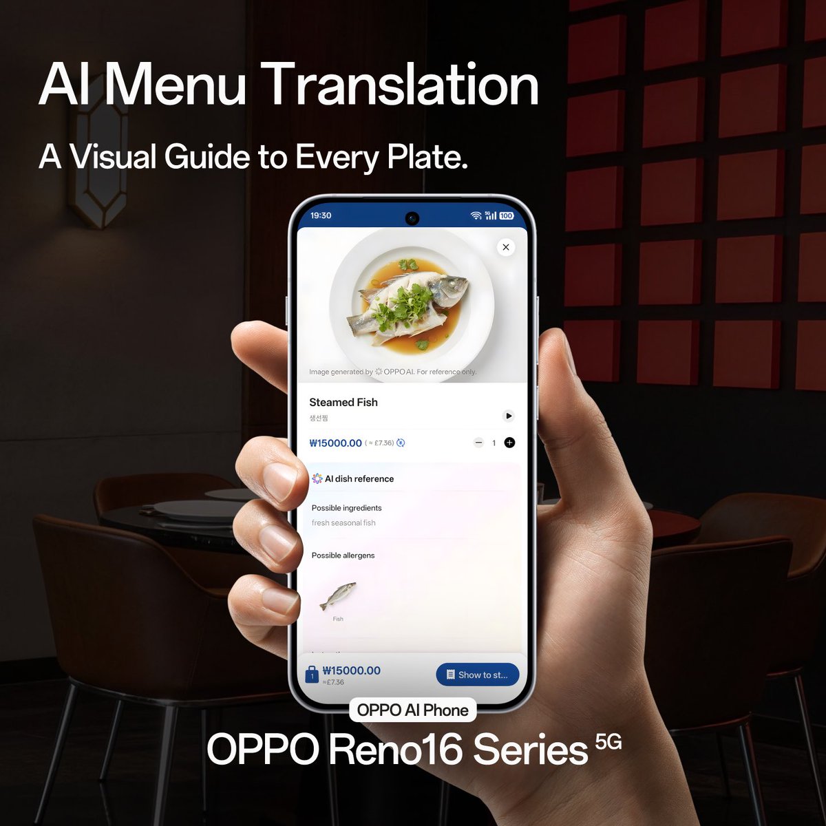 OPPOArabia's tweet photo. Menu in another language?
AI Menu Translation on the OPPO Reno16 Series translates the dish and gives you a visual before you order. https://t.co/WHze9OHgiH