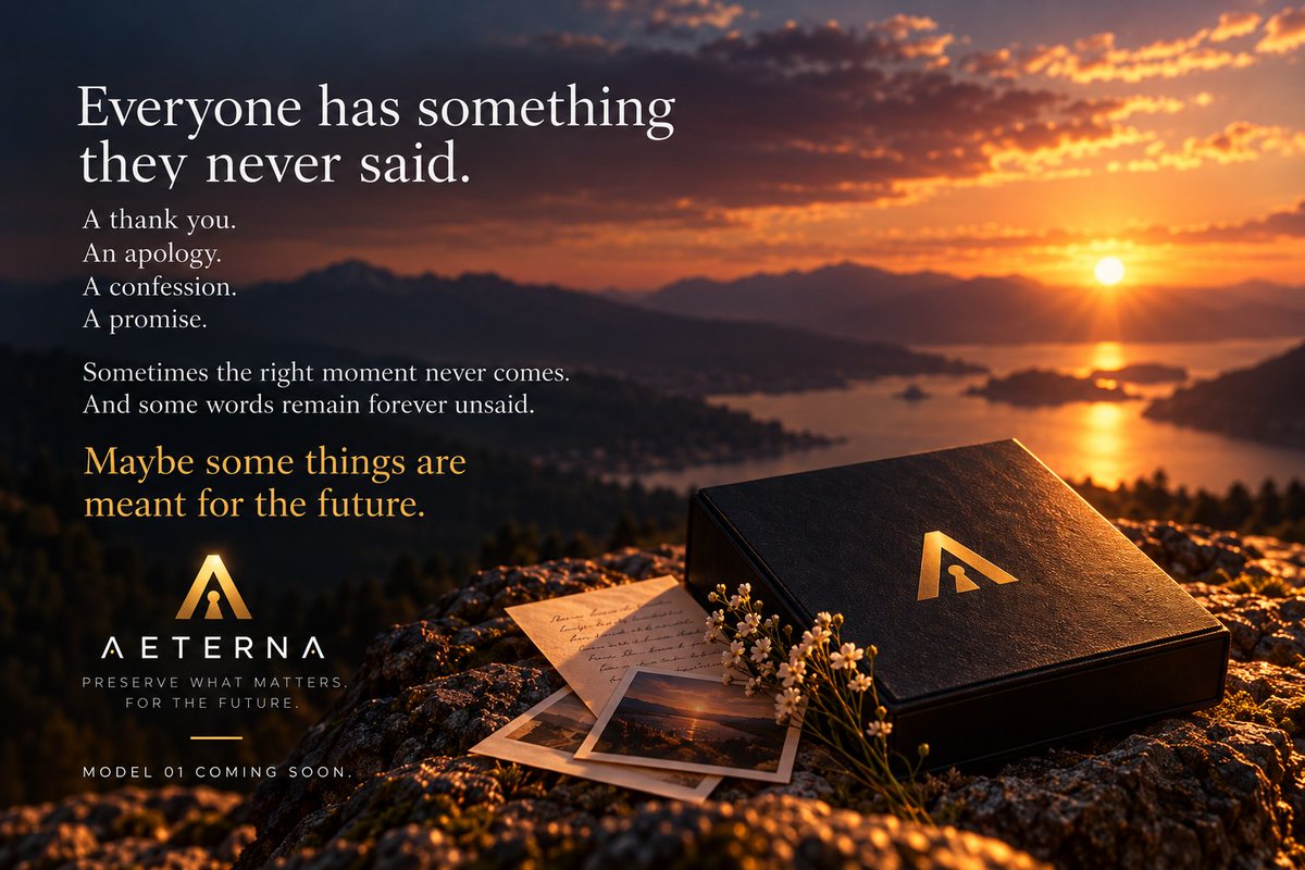 aeternacapsule's tweet photo. Everyone has something they never said.
A thank you.
An apology.
A confession.
A promise.
Sometimes the right moment never comes.
And some words remain forever unsaid.
Maybe some things are meant for the future.
AETERNA is being built for them.
Model 01 coming soon.
#ForTheFuture https://t.co/Hqg6DaHiUa