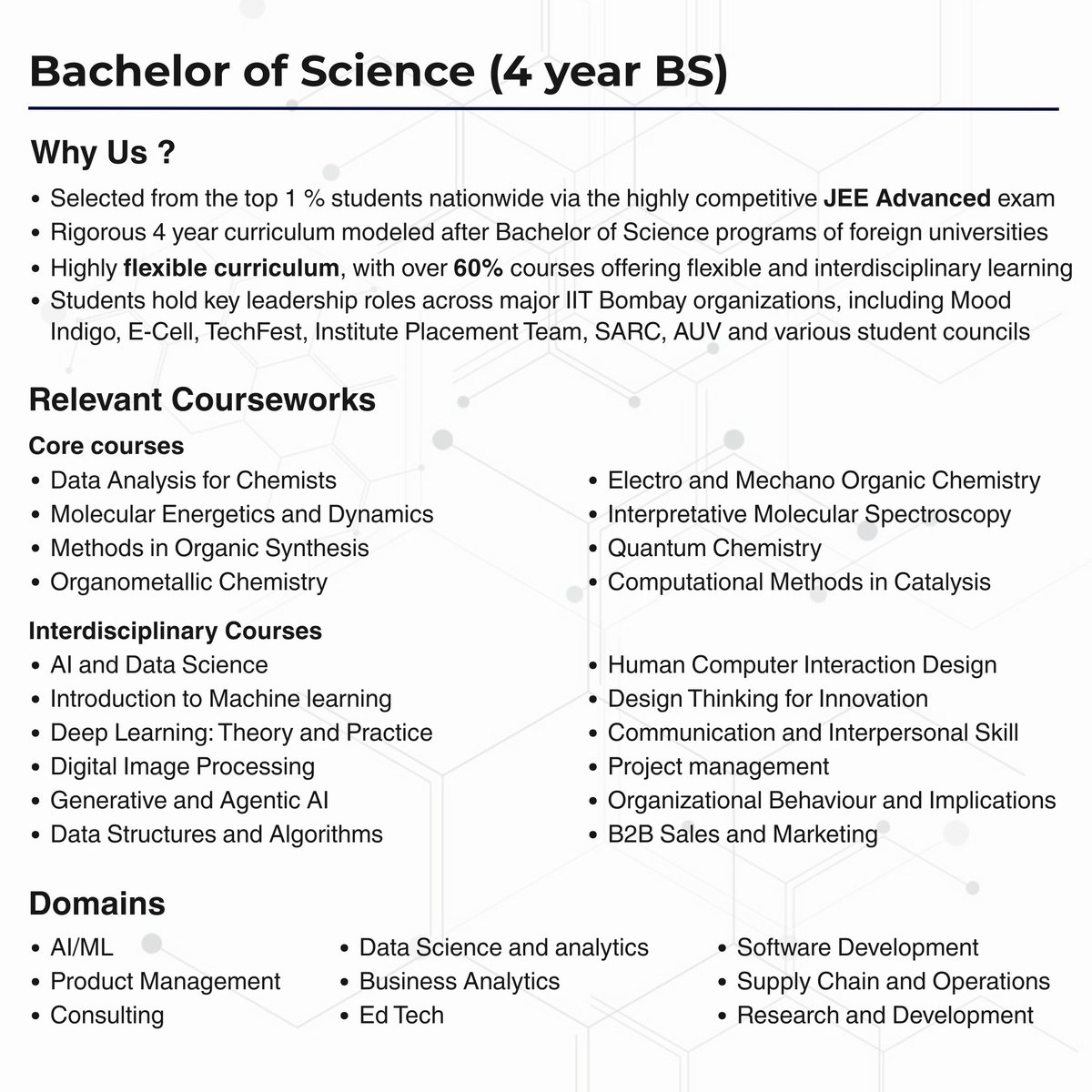 chemiitb's tweet photo. The Department of Chemistry, IIT Bombay offers students much more than a conventional academic pathway. With a strong foundation in chemistry, students gain opportunities to explore interdisciplinary learning, research, industry exposure, projects, internships, and skills. https://t.co/xPYby3gIVF