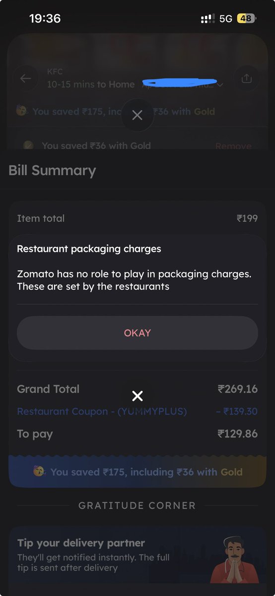 frsahil80's tweet photo. @KFC_India What kind of packaging you provide that cost you 42Rs per order?

Because @zomato clarified “zomato has no role” 

NEED ANSWER! @kfc https://t.co/nvJShe7BmF