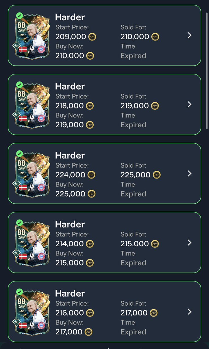 EAsportsFCleak's tweet photo. 🚨Destined for Glory Flips🚨

First promo of the year = MONEY💰💰💰

We made some INSANE calls in the discord and absolutely printed coins🥳🥳

Harder 160->215+🔥
Jauregizar 114->144🔥
Rogers 530->635🔥🔥
Isak 700k->800
Bisseck 115->135🔥
Aubameyang 235->265

We will do this today too👀🔥

👉 https://t.co/NqemRRBcjx