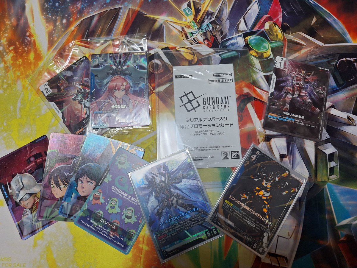 nyanmarusakura's tweet photo. 幕張メッセ エキスポ
ガンダム シリアルチャレンジ
使用デッキ 赤青
一回戦緑白〇
二回戦緑紫〇
三回戦青白〇
四回戦赤白〇
五回戦緑青〇
結果優勝！

念願のシリアル取れて嬉しすぎる！！
まさか苦手の赤白と青白に勝てるとは思ってなかった！
対戦ありがとうございましたm(_ _)m https://t.co/DhbZUDKaKm