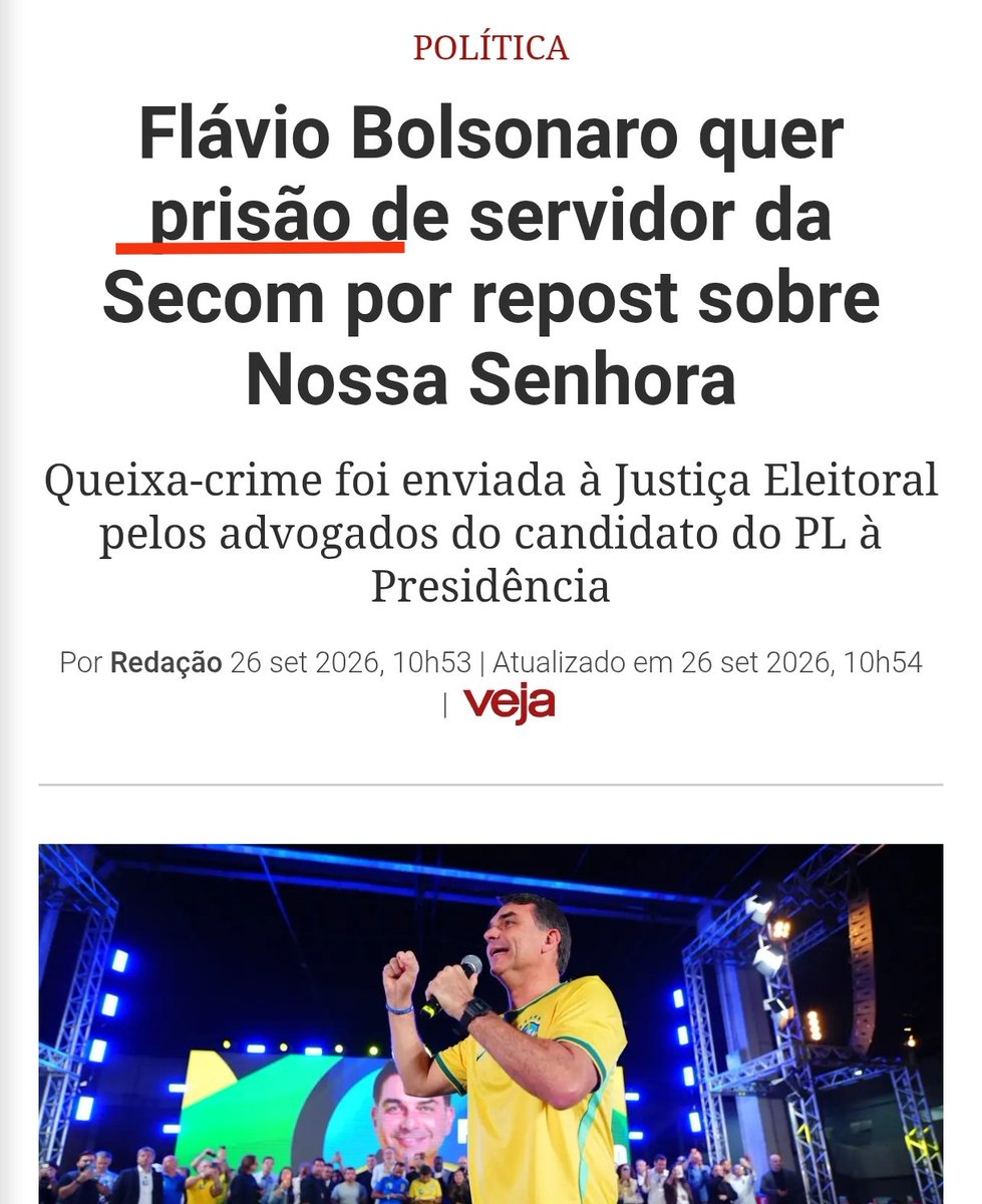 SidnelsonEu's tweet photo. PEDIDO DE PRISÃO!

Flávio Bolsonaro ACABA de ingressar na justiça eleitoral com o PEDIDO DE PRISÃO contra o funcionário da Secom que usou a rede X para compartilhar um incentivo a propagação da fakenews no caso da Nossa Senhora Aparecida.

Flávio foi pra guerra! https://t.co/PxuHP8w67M