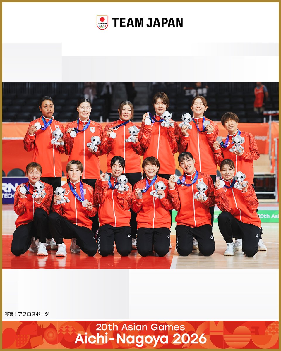 TeamJapan's tweet photo. ◤ 📸TEAM JAPAN Shots #愛知名古屋2026 ◢

🏀バスケットボール
女子 決勝

🇯🇵日本 70-75 韓国🇰🇷

#TEAMJAPAN は後半に猛追を見せるも韓国に惜敗。
前回大会に続き、銀メダルを獲得しました🥈👏

@JAPAN_JBA
#ともに一歩踏み出す勇気を

愛知・名古屋アジア大会はTBS ▶︎ @TBS_TV_S1 https://t.co/luGrxgHw7C