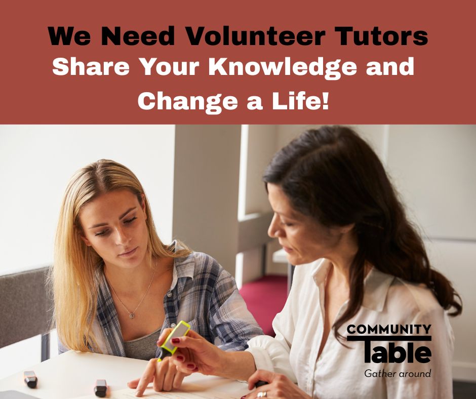 TheCoTableOrg's tweet photo. Volunteer GED tutors needed for language arts, math, science, or social studies! Help neighbors earn diplomas+build better futures. No experience needed—just a desire to help. Tue or Thu 4:00 – 5:30 p.m. at Community Table. Contact Natasha: npeattie@cotable.org or 720-437-6396. https://t.co/1M1MJTH9JC