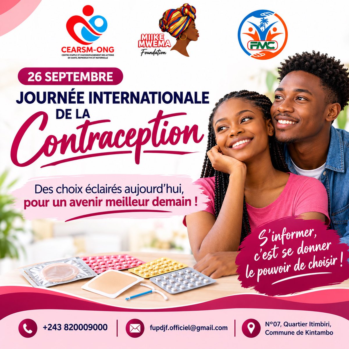 FupdjfOfficiel's tweet photo. #26_septembre | Journée internationale de la #contraception

S’informer, c’est mieux comprendre ses options, préserver sa santé et faire des choix éclairés et la contraception est aussi une question d’accès à l’information et de responsabilité.

#Contraception #SSR #Jeunesse https://t.co/RY6ugtXzrj