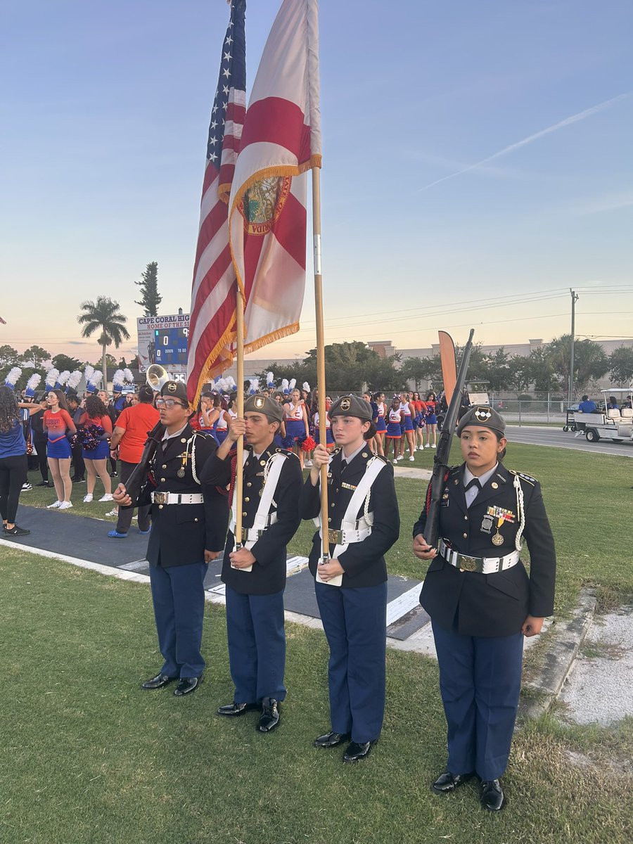 EdMathews's tweet photo. What a Friday night at Dave Warkentin Stadium.

Cape Coral and Riverdale gave both communities a district game worthy of the packed stands. The color guard, band, cheerleaders, and fans from both sides showed up the right way.

Final: Cape Coral 21, Riverdale 20.
 Riverdale scored late to make it a one-point game and went for two. The conversion failed. The Seahawks held on.

Proud of both teams. This is why we love Friday night football in Lee County.