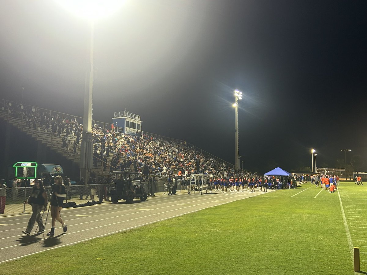 EdMathews's tweet photo. What a Friday night at Dave Warkentin Stadium.

Cape Coral and Riverdale gave both communities a district game worthy of the packed stands. The color guard, band, cheerleaders, and fans from both sides showed up the right way.

Final: Cape Coral 21, Riverdale 20.
 Riverdale scored late to make it a one-point game and went for two. The conversion failed. The Seahawks held on.

Proud of both teams. This is why we love Friday night football in Lee County.