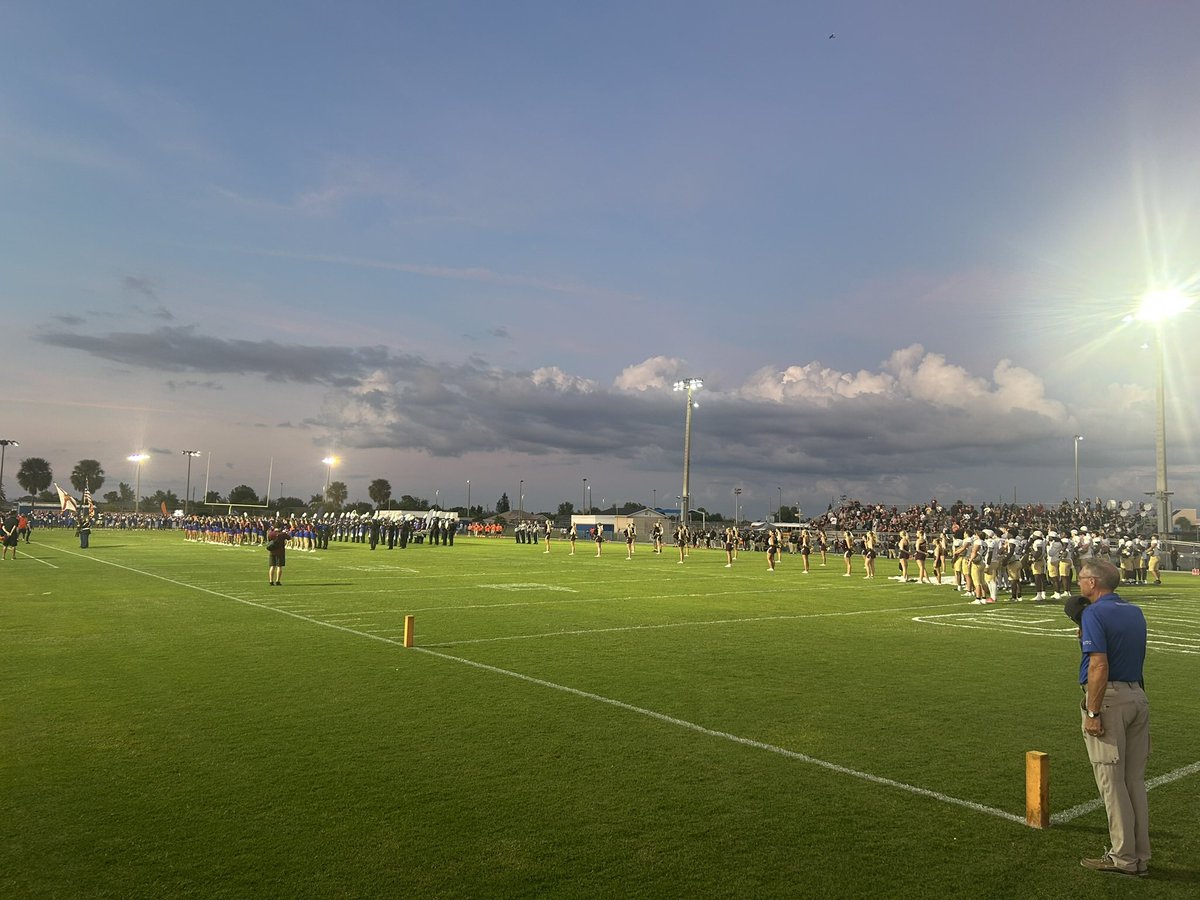 EdMathews's tweet photo. What a Friday night at Dave Warkentin Stadium.

Cape Coral and Riverdale gave both communities a district game worthy of the packed stands. The color guard, band, cheerleaders, and fans from both sides showed up the right way.

Final: Cape Coral 21, Riverdale 20.
 Riverdale scored late to make it a one-point game and went for two. The conversion failed. The Seahawks held on.

Proud of both teams. This is why we love Friday night football in Lee County.