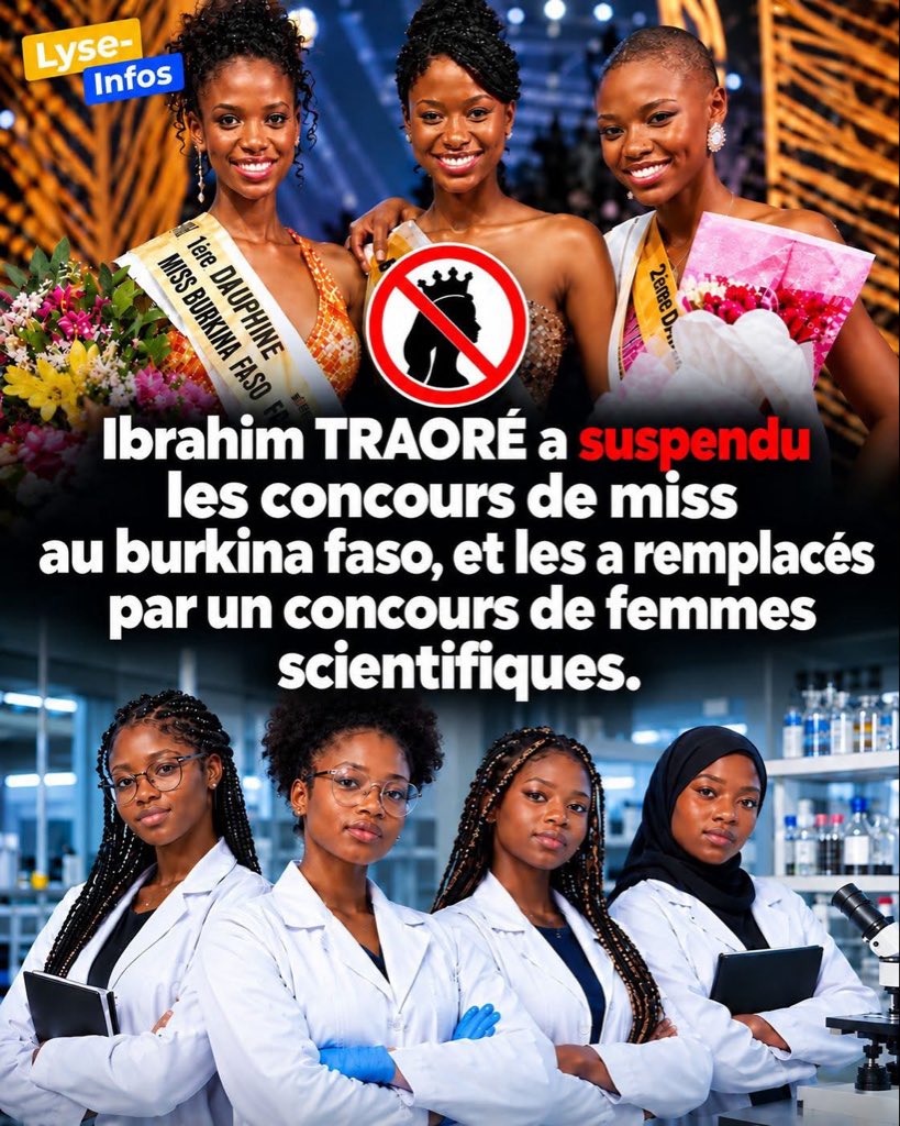 FarafinaW's tweet photo. 🇧🇫 Au Faso, les symboles changent. Concours de beauté suspendus, place à HAKILI Mousso pour célébrer l’intelligence, le mérite et l’excellence scientifique de nos filles.

La femme burkinabè pense, innove et construit. 🇧🇫❤️

#BurkinaFaso #HakiliMousso https://t.co/kja5rwojGq