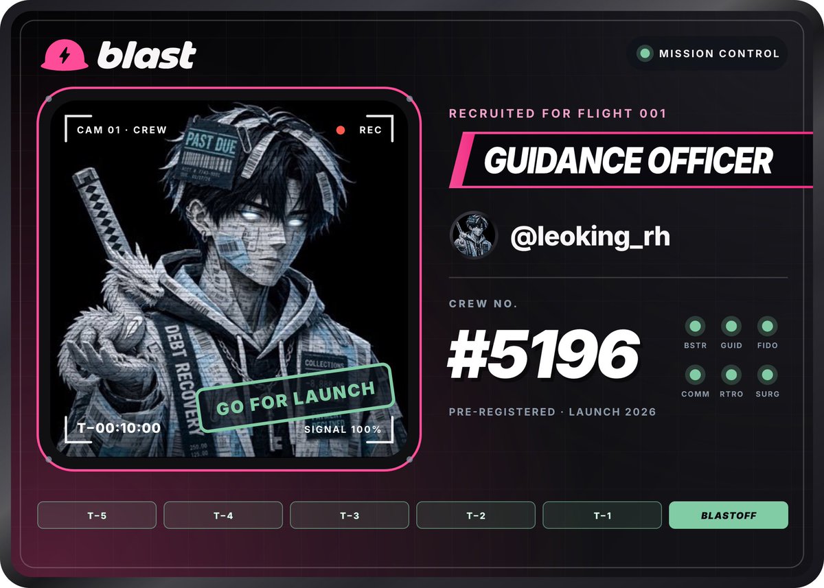 Leoking_RH's tweet photo. Officially in the crew now.  

Let’s trench guys 🪖🪖

Who needs code?
I’ll be in the comments.
Or DM me @blastdotfun #blastdotfun https://t.co/MlXquZTfn5