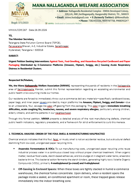 MnwaTG's tweet photo. Investigate unorganised recycling mills using toxic glues/wastewater. Audit EPR platforms now! 
@CPCB_OFFICIAL @MoHFW_INDIA @TelanganaPCB @TelanganaCMO @CommissionrGHMC @cdmatelangana @AmazonInCorporate @Swiggy@cdmatelangana @CMC_Offcl @TelanganaCMO @MoHFW_INDIA https://t.co/Ytjtc4rZIJ
