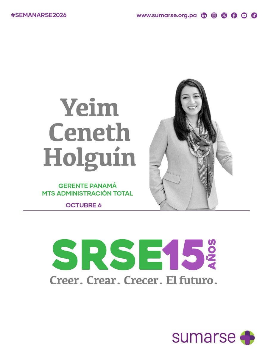 Sumarse's tweet photo. 💬 Yeim Ceneth Holguín (MTS Administración Total) se suma a #SemanaRSE2026, panel “Familias Empresarias: el legado que trasciende”.
Auspicia Family Business Network Panamá
➡️ Conoce la agenda: https://t.co/ObZnR5bWEi
#SRSE15Años #CreerCrearCrecerElfuturo #Sumarse https://t.co/JaOQzpHa6t