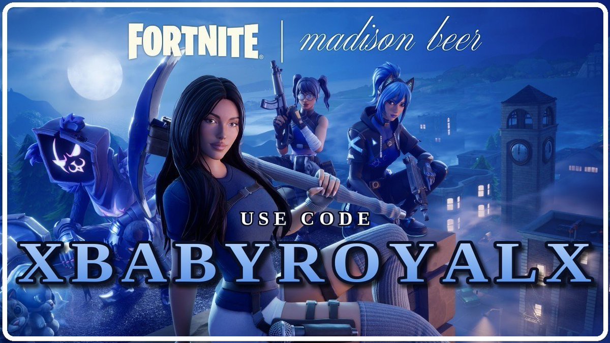 babyroyalszn's tweet photo. Use Code: XBABYROYALX in the Fortnite Item Shop! 🎤🖤
Madison Beer custom SAC banner! 🎶✨
#epicpartner #fortniteitemshop #fortnite #MadisonBeer #FortniteBanners #FortniteArt #SupportACreator #CreatorCode #GamingCommunity #FortniteChapter7 #AD https://t.co/McesUmu99j