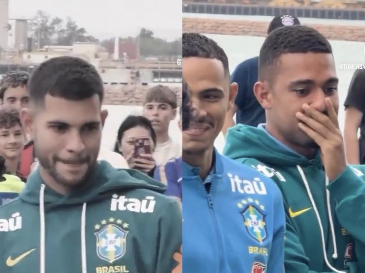 futebol_info's tweet photo. Imprensa australiana critica reação de jogadores da Seleção Brasileira em cerimônia de boas-vindas: "Falta de respeito".

Enquanto australianos realizavam uma dança em um ritual de boas-vindas, jogadores brasileiros apareceram cobrindo a boca e segurando o riso.

O site australiano "https://t.co/VyBaIsDFvX" repercutiu o vídeo e reuniu críticas de australianos e brasileiros. Samuel Lino, do Flamengo, que estava ao lado de Ancelotti, foi citado, e um comentário classificando a atitude dos atletas como "incrivelmente desrespeitosa" foi destacado.

Torcedores brasileiros também criticaram nas redes sociais a atitude dos jogadores.

🗞️ @JornalOGlobo 
📸 Tomer Savoia