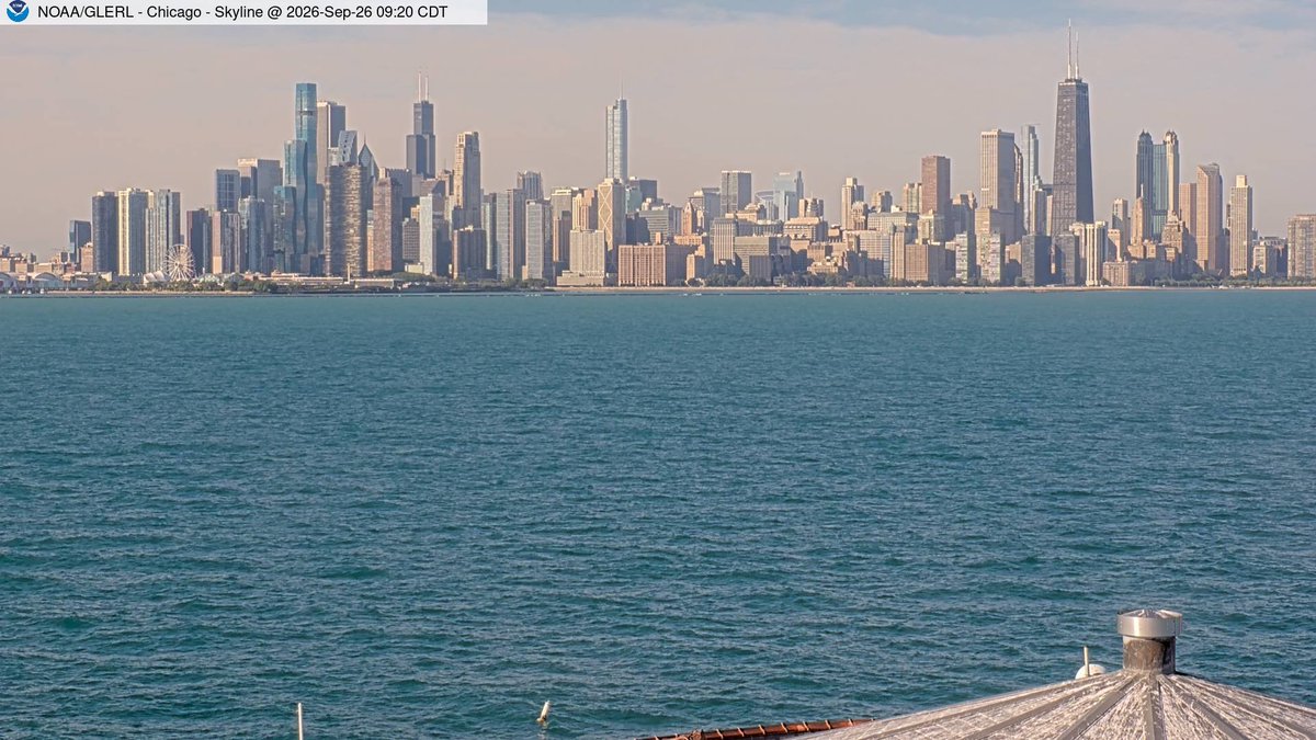 NWSChicago's tweet photo. The Chicago skyline is looking great from the Harrison-Dever Crib this morning!

It's shaping up to be a beautiful late September day with highs in the upper 60s to lower 70s, a light breeze from the east, and a gradual increase in upper-level clouds. 

Enjoy the day, everyone! https://t.co/wHA2jQJ1MY