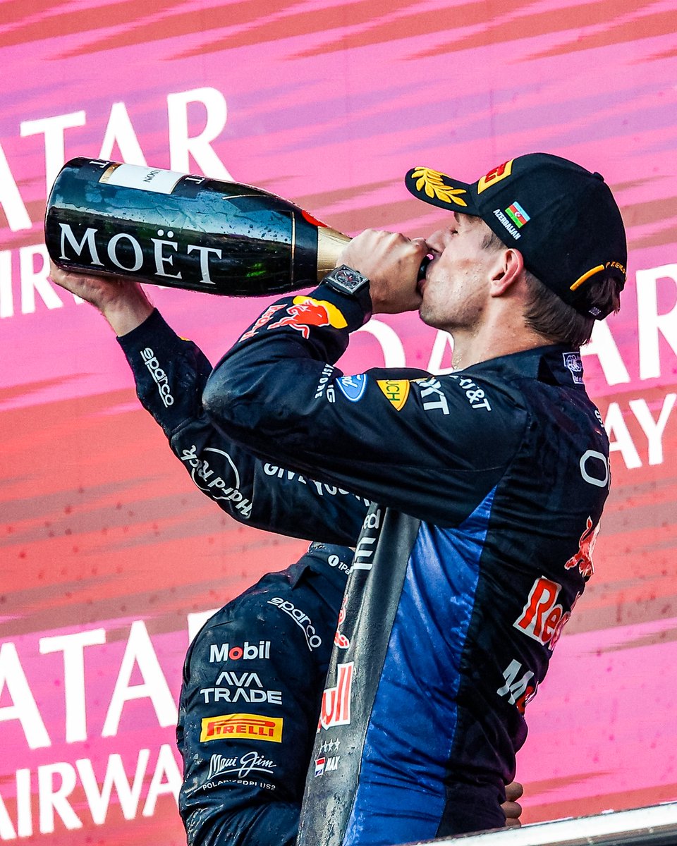 VerstappenCOM's tweet photo. Spraying champagne on a Saturday 🍾

#AzerbaijanGP https://t.co/p1JeTvLebH