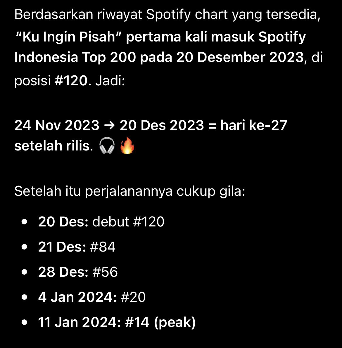 eliyaanw's tweet photo. Ini hanya sebuah gambaran. Kita ga pernah tau kapan TSH bisa masuk top chart, krna dulu pun kisah gak di duga. Yang perlu dilakukan terus push untuk stream dan ngenalin TSH ini ke GP krna, yg paling berdampak itu di play oleh banyak akun public. Sebentar lagi!! 💪🏼 https://t.co/CXZ7RJq2TL