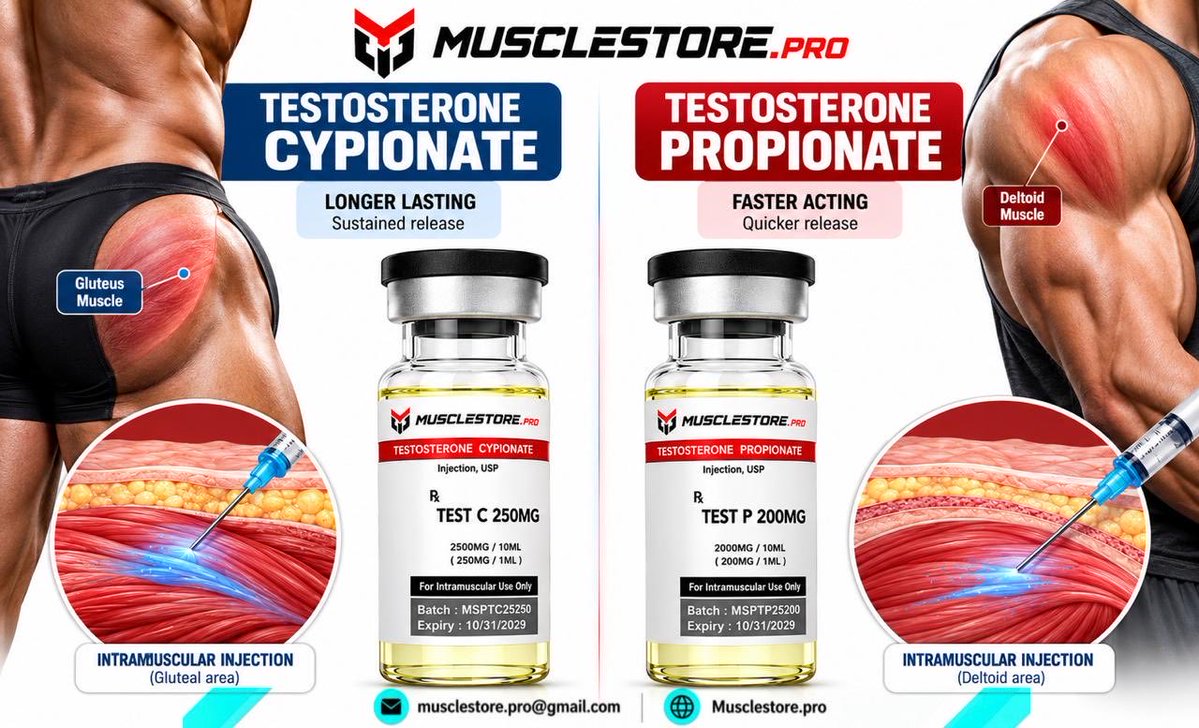 MusclestorePro's tweet photo. 💉Testosterone Cypionate - longer-acting, sustained release.
💉Testosterone Propionate - faster-acting, quicker release.
💊💉Explore premium options
Musclestore.pro@gmall.com
https://t.co/pjP6w65FQX
#MuscleStorePro #Testosterone #TestC #TestP #Usa #Body https://t.co/NV64iQCyhg