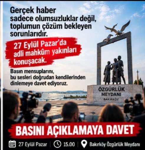 GlmserAksu152i's tweet photo. Basını Aç��klamaya Davet 
Mazlumun yanında olanları bekliyoruz https://t.co/4aSN7vPlrC