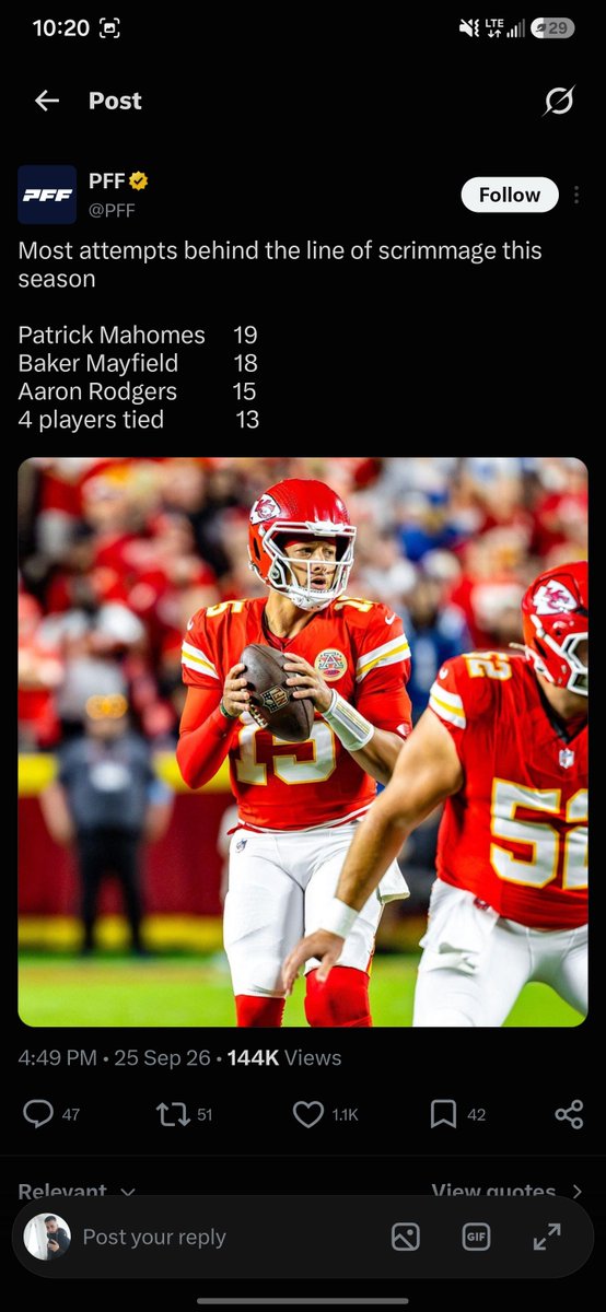 TheRealMattheew's tweet photo. @Twagonseller @paxton_root His super bowls wins doesnt give him a pass for how he has been playing over the last 3 seasons. Dude is mid af. Any qb can throw screens time and time again. Andy reid is a genius at scheming his guys open. Thats not mahomes. If K9 goes down everyone knows mahomes cant this team https://t.co/3Gh19lJckH
