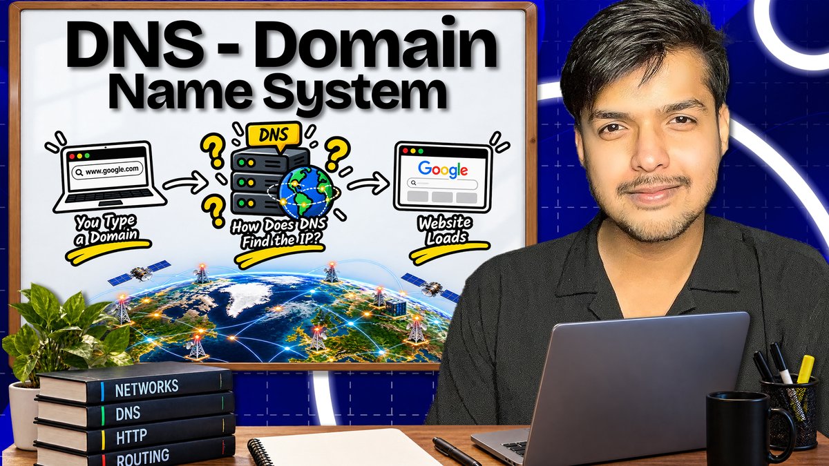gauravbitss's tweet photo. This is Chapter 7, where I’ve explained how DNS works. 5 more videos to come in this series.
Go watch it. the link is below!
https://t.co/cWz5Igsh1K https://t.co/G77l88dVtK