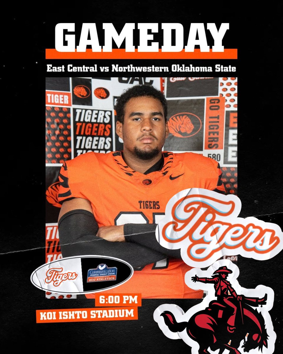 ECUTigersFB's tweet photo. Finally Gameday 🗣️! 

📍 Ada, OK
⏱️ 6 PM
📺https://t.co/0Xd5ozMxbM

#TheChase https://t.co/QmG6SifXRy