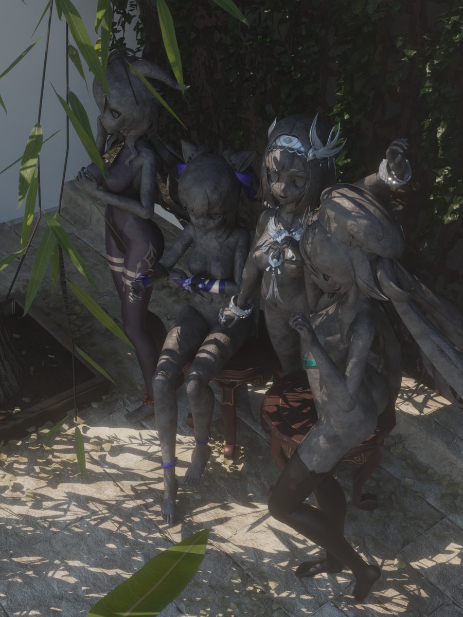 pertrify's tweet photo. Nothing is more suitable as Moonchase Festival decorations than lifelike Liyue girl statues.😄
#asfr #katame #petrification #固め https://t.co/CaERCXtZDi