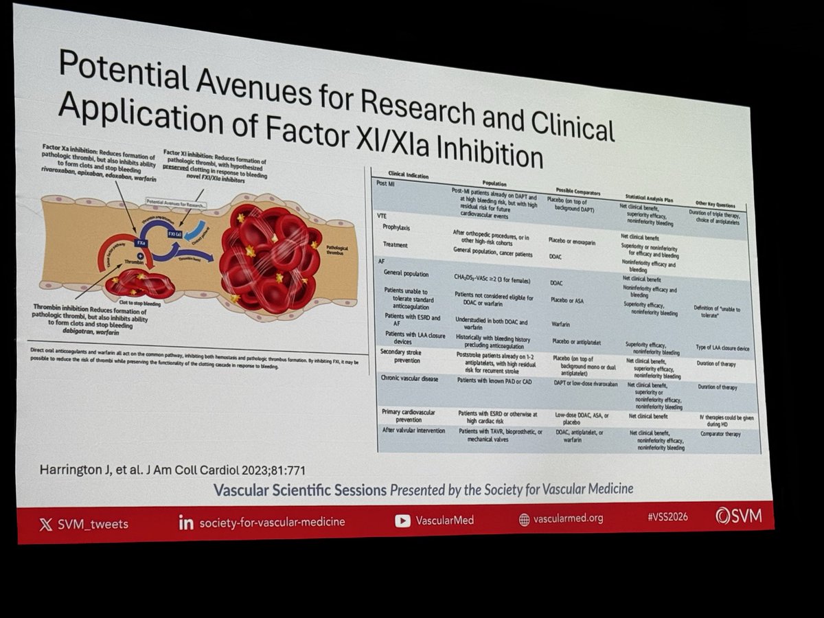 DanielleV_PA's tweet photo. The future of anticoagulation with Factor XI inhibitors with Dr Gailani, Dr Piazza and Dr Barnes! #VSS2026 @SVM_tweets https://t.co/DoFuYaFCW6