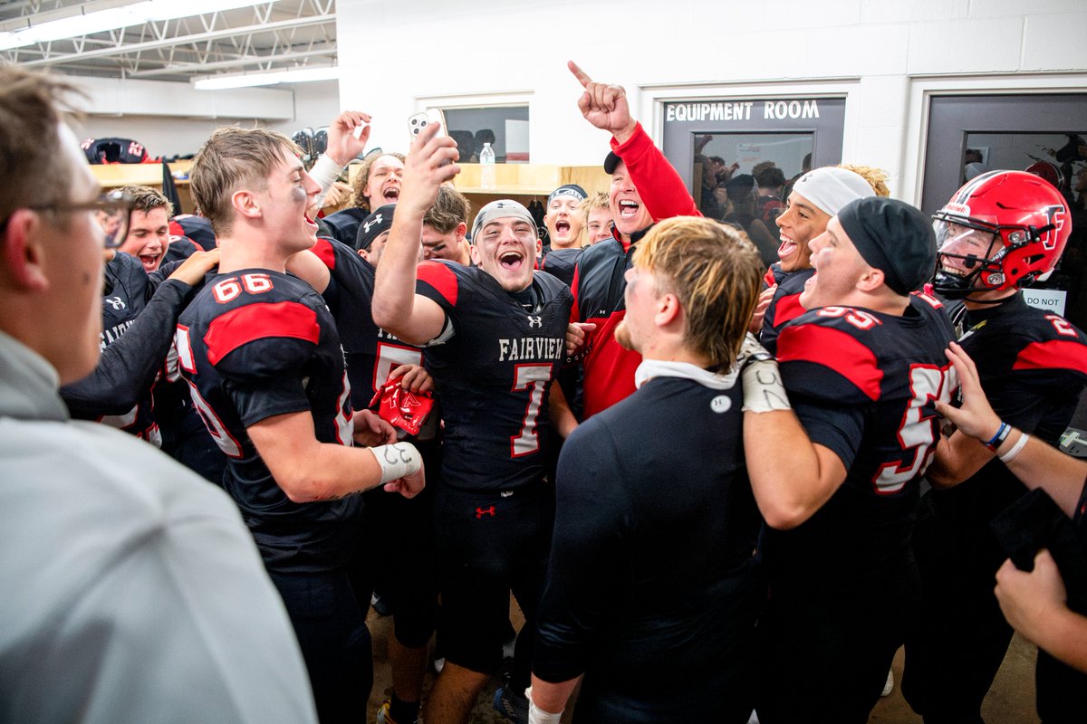Fairview_HSFB's tweet photo. Last night, we all shared a special moment as a team as Caden's father came on the field with us after the game. 

We were also able to FaceTime Caden afterwards in the locker room, making sure that every single member of our team was included in our win ❤️🐯 https://t.co/VeyudM1nAz