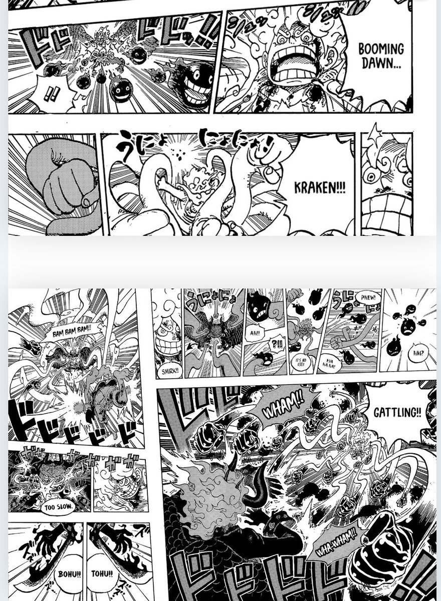 Jimo78596384's tweet photo. @Skibididdler_ Also, why are you bringing up the "Genius" form and Jet Gatling? Jet Gatling wasn't used against Imu, but rather against the bombs. You mention Gaban's words, yet Luffy goes back to relying on combo attacks and being useless on his own. https://t.co/H4Vwx2yRUp