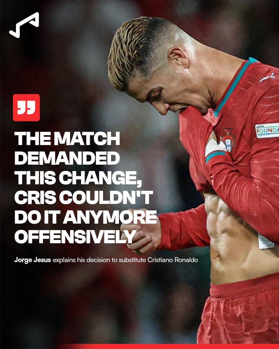 goal's tweet photo. Portugal manager Jorge Jesus did not shy away from discussing his decision to substitute Cristiano Ronaldo 👀🇵🇹

Read the full quotes 🔗 https://t.co/iyFpiwuAiC https://t.co/T6m4Uj004f