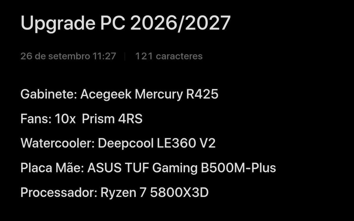 bzz_66's tweet photo. aberta a temporada de upgrades pro pc 👍
só estou em duvida se pego water ou air cooler https://t.co/fMrtXC8jn4