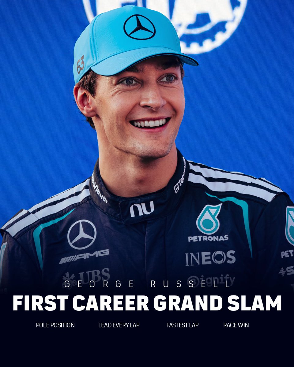 SilverstoneUK's tweet photo. Grand Slam 🤝 Grandstand (sold out)

George achieves his first EVER F1 Grand Slam just days after selling out his 2027 British Grand Prix grandstand 👏 What a week!

#AzerbaijanGP #F1 https://t.co/8fij5GGyxL