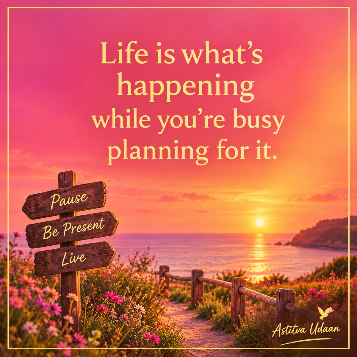 anuradhakurup's tweet photo. Life is what’s happening
while we're busy planning for it.
So pause.
Look around.
Be present.
The moments we keep rushing past or postponing
may be the moments that matter most.
Let's not just plan our life.
Live it.
#livelife #now #pause #slowlife #AstitvaUdaan https://t.co/rFohClAvq4