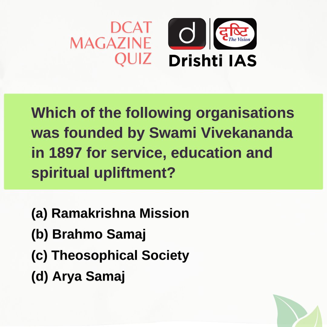drishtiiaseng's tweet photo. Solutions are in the Drishti Current Affairs Today (DCAT) magazine.
#DCAT Magazine covers all three stages of CSE—Prelims, Mains & Interview.
Subscribe: https://t.co/A2mfpjrV3r
#UPSC2026 #GK #DrishtiCurrentAffairs #DrishtiIAS #DrishtiIASEnglish https://t.co/0Ccln2nexx